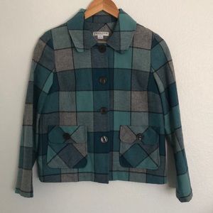 Pendleton petite wool blue plaid jacket